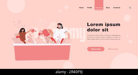 Madre e figlia di impianti di irrigazione in giardino Illustrazione Vettoriale