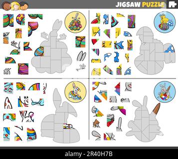 Giochi di puzzle jigsaw con divertente coniglietti di Pasqua Foto Stock