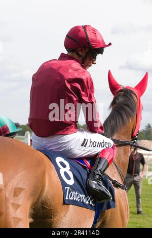 Jockey Frankie Dettori su Soul Sister alle corse di York. Foto Stock