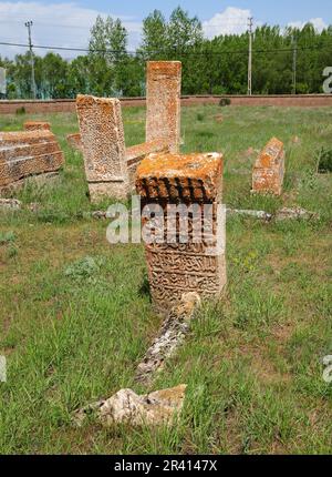 Halime Hatun Vault è un mausoleo di Seljuk situato nel distretto di Gevas, in Turchia. Foto Stock