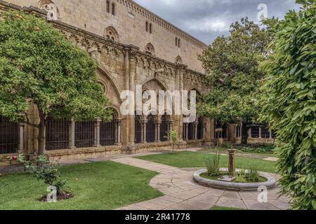 Cattedrale Basilica Metropolitan e Primate di Santa Tecla il più grande della Catalogna in stile gotico nella città di Tarragona, Catalogna, Spagna, Foto Stock