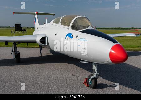 Aero L-29 Delfin al Caslav Air Show 2023 a Caslav, Repubblica Ceca Foto Stock