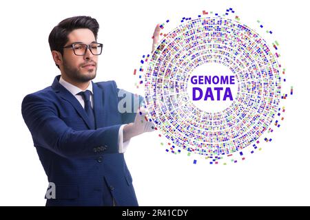 Uomo d'affari nel concetto di dati genomico Foto Stock