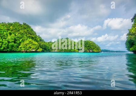 Isole Rock a Palau, Micronesia, Oceania, patrimonio dell'umanità dell'UNESCO Foto Stock