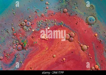 Astratto sfondo asset fantasy colorful galassia spazio arte esplosione cosmo bolle sfere di olio Foto Stock