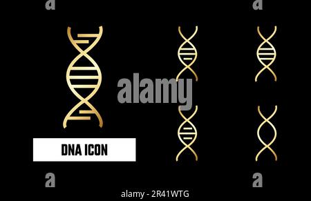 Illustrazione vettoriale dell'icona del DNA dorato Illustrazione Vettoriale