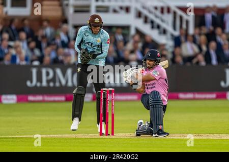 LONDRA, REGNO UNITO. 25 maggio, 2023. Max Holden di Middlesex durante Vitality Blast - Middlesex v Surrey il giorno 4 al Lord's Cricket Ground giovedì 25 maggio 2023 a LONDRA, INGHILTERRA. Credit: Taka Wu/Alamy Live News Foto Stock