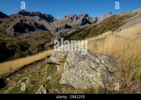 E Petraficha Quimboa Alto, Valle di Heche, valli occidentali, catena pirenaica, provincia di Huesca, Aragona, Spagna, Europa. Foto Stock