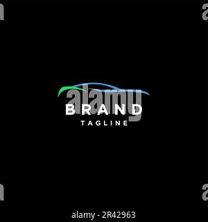 Design con logo e silhouette per auto con linee sportive. Design moderno con logo e silhouette per auto sportive. Illustrazione Vettoriale