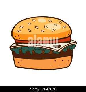 Illustrazione del vettore hamburger isolata su sfondo bianco. Fast food icona. Illustrazione Vettoriale