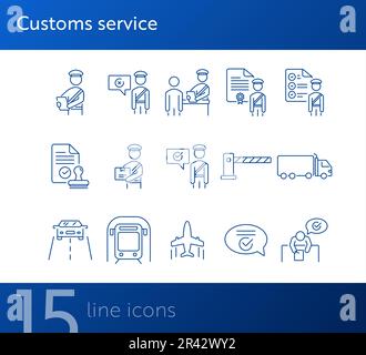 Icone dei servizi doganali Illustrazione Vettoriale