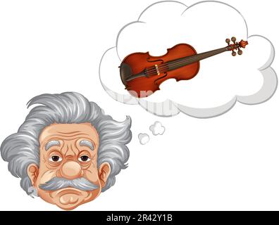 Bangkok, Thailandia 25 maggio 2023. Caricatura di Albert Einstein viso illustrazione Illustrazione Vettoriale