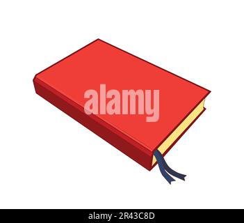 libro icone cartoni animati rossi elemento prospettiva vista isometrica vettore isolato su sfondo bianco Illustrazione Vettoriale