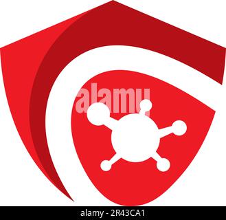 Logo antivirus. illustrazione del vettore del virus corona Illustrazione Vettoriale