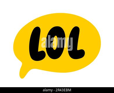 Bolla del discorso DI LOL. Illustrazione vettoriale lol text. Parola in una casella di testo. Stile Doodle. Citazione disegnata a mano. Stampa di design su camicia, scheda, poster, t-shirt. Lettere Illustrazione Vettoriale