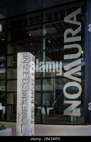 Sede centrale europea di Nomura a One Angel Lane nel centro di Londra. Inaugurato nel 2011 Architect Fletcher Priest Architects. Nomura, sede centrale EMEA di Londra. Foto Stock