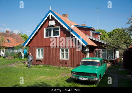 Casa dei pescatori, Nida, Curonian Spit, Lituania, Stati baltici Foto Stock