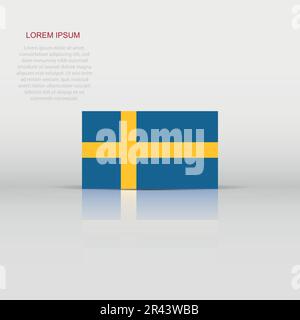 Icona della bandiera della Svezia in stile piatto. Illustrazione del vettore dei segni nazionali. Concetto di business politico. Illustrazione Vettoriale