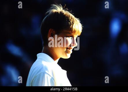Anke Huber, deutsche Tennisspielerin, auf dem Tennisplatz. Foto Stock
