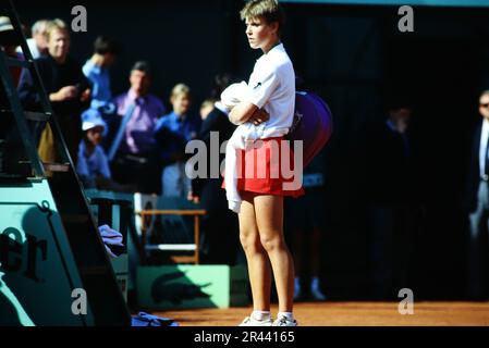 Anke Huber, deutsche Tennisspielerin, auf dem Tennisplatz. Foto Stock