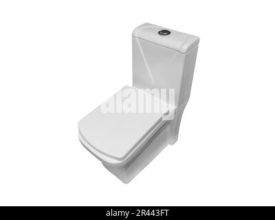 Nuovo gabinetto bianco in ceramica isolato su sfondo bianco. Tazza da bagno in ceramica isolata Foto Stock