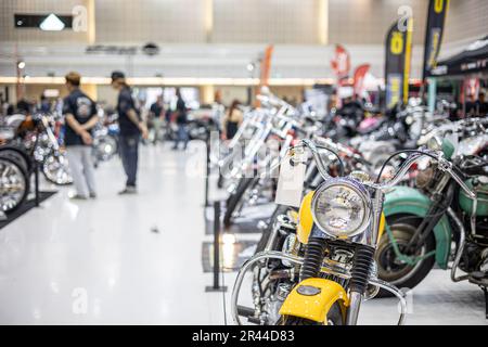 Harley Davidson Custom Build Contest and Exhibition Chopper Motocycle bike show festival nel Northen bike fest 2023. 20 maggio 2023, Chiang mai, THAILANDIA. Foto Stock