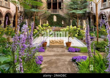 Atrio della Corte Fenway, cortile giardino, Isabella Stewart Gardner Museum di Boston, Massa, Massachusetts, Nord America, Stati Uniti, STATI UNITI D'AMERICA