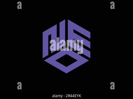 NEO Initial Monogram Letter One Logo Design modello vettoriale n e o Cube Polygon Letter Logo Design Illustrazione Vettoriale