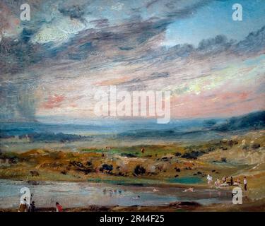 Hampstead Heath con laghetto e bagnanti John Constable, 1821, Foto Stock