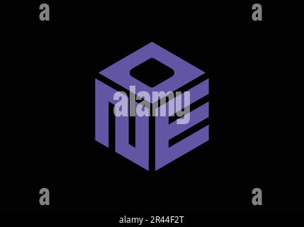 NEO Initial Monogram Letter One Logo Design modello vettoriale n e o Cube Polygon Letter Logo Design Illustrazione Vettoriale