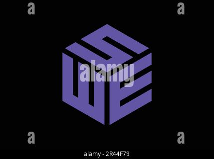 WES Initial Monogram Letter swe Logo Design modello vettoriale w e s Cube Polygon Letter Logo Design Illustrazione Vettoriale