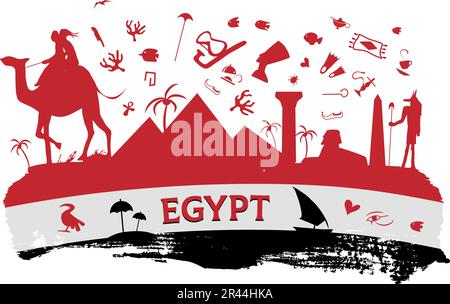 Egitto banner viaggio orizzontale. sfondo vettoriale Illustrazione Vettoriale