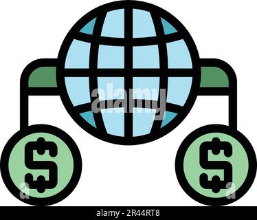 Icona delle riserve bancarie globali. Contorno la banca globale riserva l'icona del vettore per il disegno di fotoricettore isolato su colore bianco dello sfondo piatto Illustrazione Vettoriale