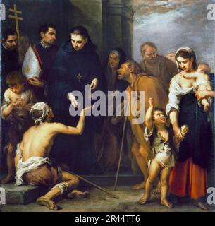 Bartolomé Esteban Murillo, la Carità di San Tommaso di Villanueva, dipinto 1665-1670 Foto Stock