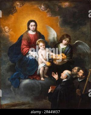 Il Bambino Cristo che distribuisce il pane ai pellegrini, dipinto di Bartolomé Esteban Murillo, 1678 Foto Stock