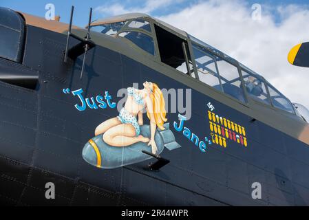 Avro Lancaster Just Jane durante la battaglia della Gran Bretagna Memorial Flight commemorando il 80th ° anniversario di operazione castise, Lincolnshire Aviation Foto Stock