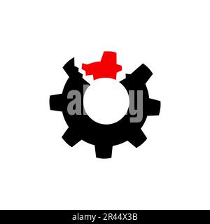 Icona a forma di cog spezzata, colore, linea, segno vettoriale di contorno, pittogramma lineare isolato su bianco. Simbolo, illustrazione del logo Illustrazione Vettoriale