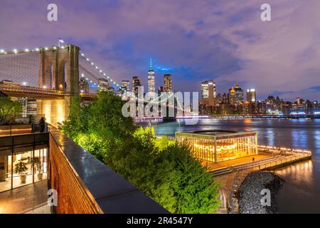 Brooklyn Bridge Brooklyn, New York City, NY, Stati Uniti d'America Foto Stock