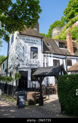 YE Olde Trip to Jerusalem Pub a Nottingham City, Nottinghamshire, Inghilterra, Regno Unito Foto Stock