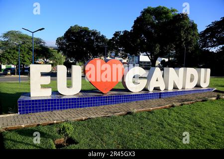 gandu, bahia, brasile - 19 maggio 2023: cartello all'ingresso della città di gandu. Foto Stock