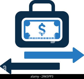 Icona di cambio valigia dollaro. Semplice illustrazione vettoriale per Web, file di stampa, grafica o scopi commerciali. Illustrazione Vettoriale