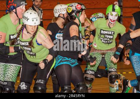 Brighton Rockers 304-60 Romsey Town Rollerbillies al centro sportivo Kelsey Kerridge di Cambridge Foto Stock