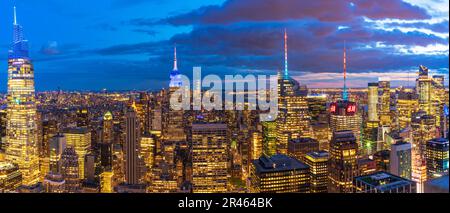 Skyline di Manhatten, Vista panoramica, New York City, NY, Stati Uniti d'America Foto Stock