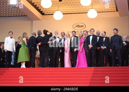 Cannes, Francia. 26th maggio, 2023. Cannes, Francia 23. Maggio 2023; Jason Schwartzman, Jeffrey Wright, Rupert Friend, Rita Wilson, Tom Hanks, Alexandre Desplat, Bryan Cranston, Maya Hawke, Direttore Wes Anderson, Adrien Brody, Scarlett Johansson, Matt Dillon, ospite, Fisher Stevens, Steve Carell e Stephen Park alla 'Asteroid City' Screening & Red Carpet al 76th Festival di Cannes tenutosi al Palais des Festivals il 23 maggio 2023 a Cannes, Francia., foto e copyright immagini Thierry CARPICO/ATP (CARPICO Thierry/ATP/SPP) Credit: SPP Sport Press Photo. /Alamy Live News Foto Stock