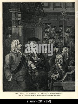 La Camera dei Comuni nell'amministrazione di Robert Walpole, 18th Storia politica britannica Foto Stock