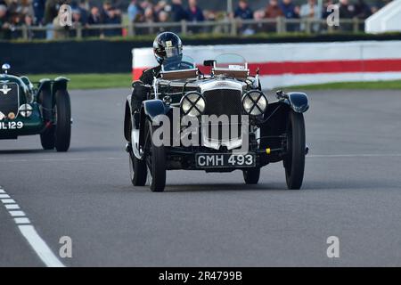 Andrew Hall, Frazer Nash TT replica, Trofeo Nuvolari, un pilota unico venti minuti di gara per le vetture Sport Racing che gareggiavano fino al 1939, Goodwood 80th Foto Stock