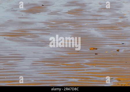 Acqua sulla sabbia increspata su una spiaggia - struttura, modello Foto Stock