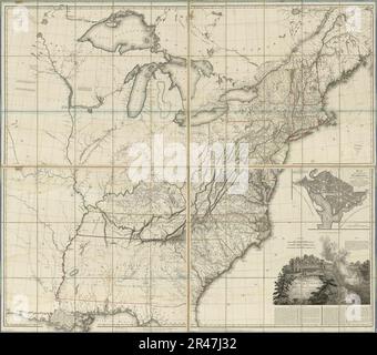 Stati Uniti d'America del Nth. America = carte des Etats-Unis de l'Amerique Septentrionale Foto Stock