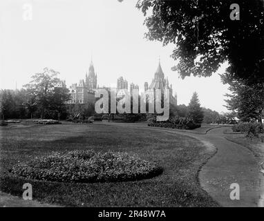 Parlamento bldgs., da Major [vale a dire Major's] Hill Park, Ottawa, tra il 1890 e il 1901. Foto Stock