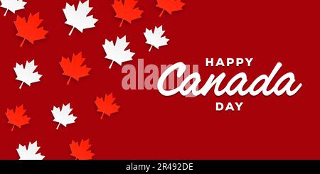 disegno vettoriale happy canada day orizzontale banner illustrazione con foglie di acero Illustrazione Vettoriale